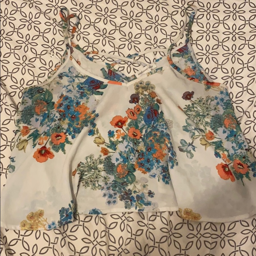 Cropped flower tank top